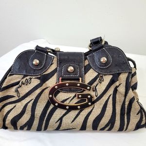Guess logo tan brown fabric purse vintage